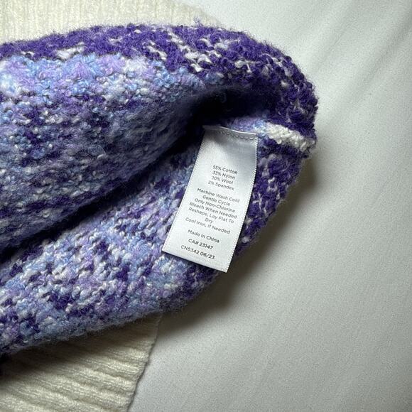 Talbots Sweater Womens M Purple Ivory FairIsle Mock Neck Pullover Wool Blend NWT - Picture 10 of 15